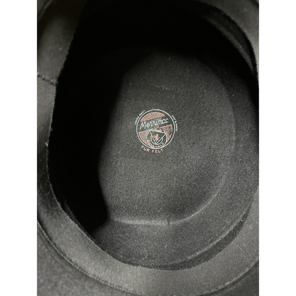 Vintage Merrimac Fur Felt Women\'s Hat Black Pillbox‎ Breton Size 7 1/8 w/ Case main image 7
